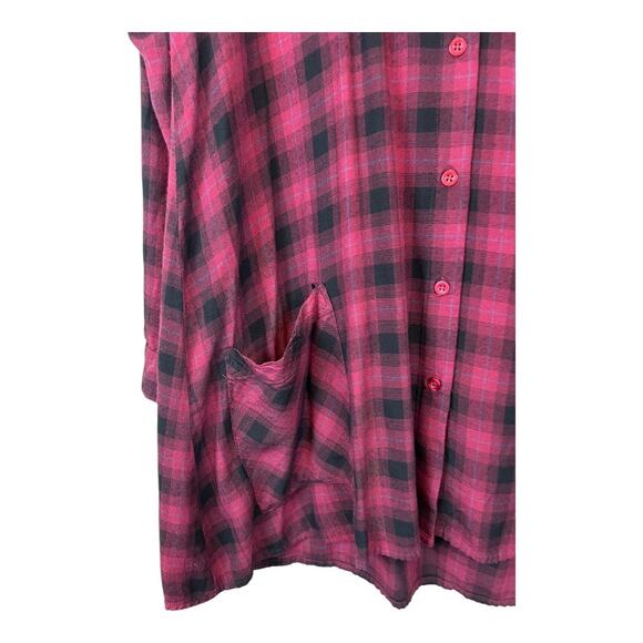 Lulus Blissful Weekend Burgundy Plaid Long Sleeve Shirt Dress Small Gorpcore - Picture 3 of 8